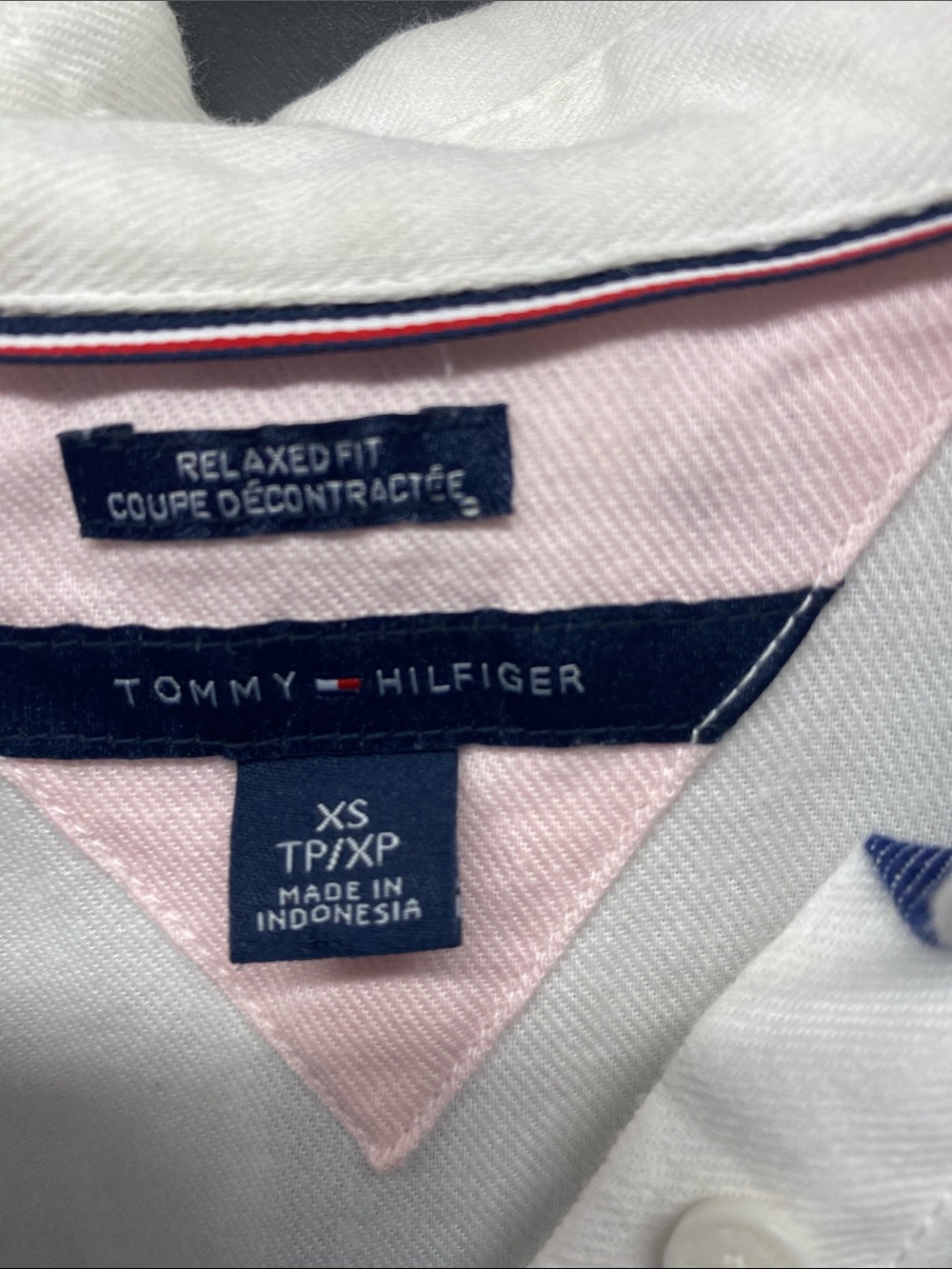 Tommy Hilfiger White, Blue & Pink Striped Button-Down Shirt - Picture 2 of 2